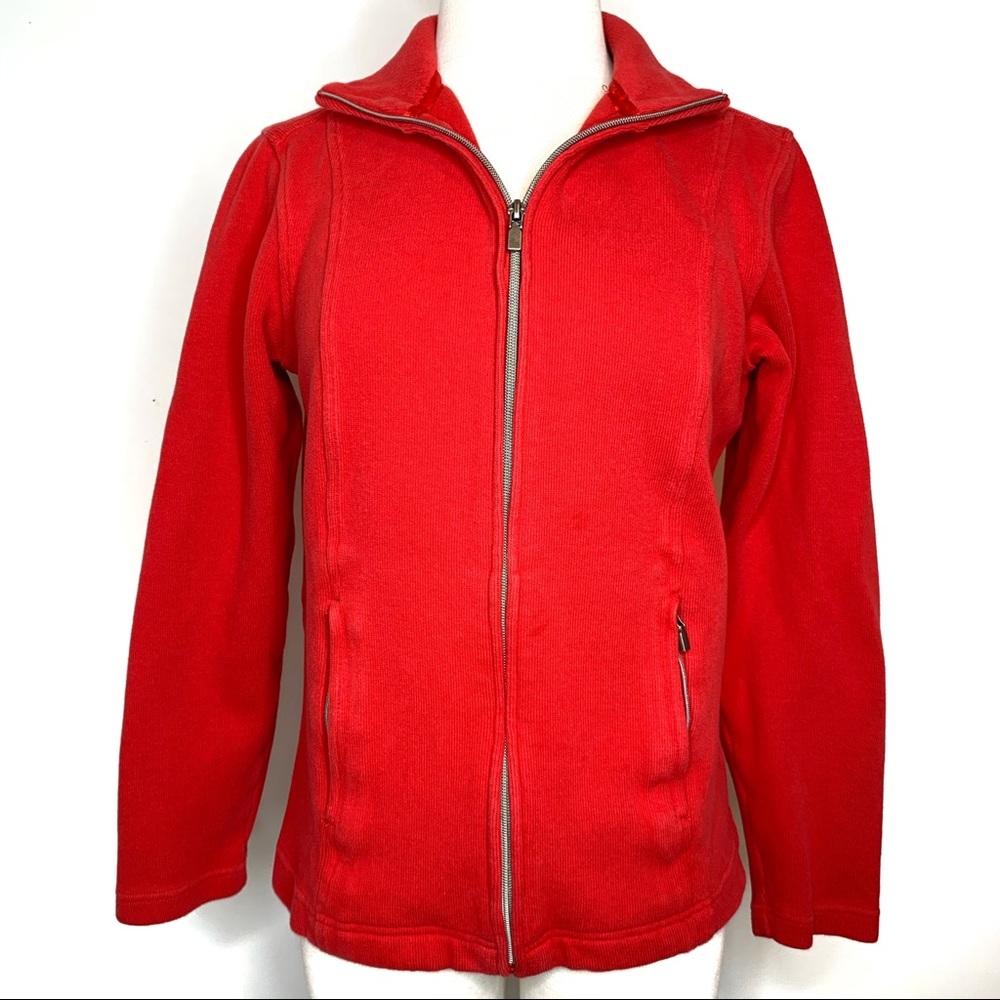 Lady Hathaway red ribbed zip up top
